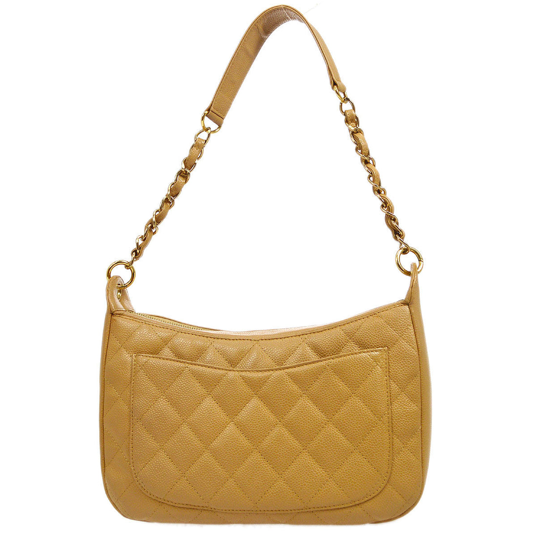 CHANEL 2003-2004 Hobo Bag Beige Caviar 15748