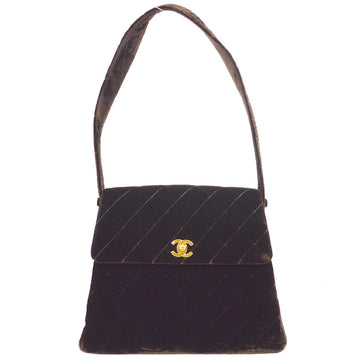 CHANEL 1997-1999 Quilted Flap Shoulder Bag Large Brown Velvet 15767