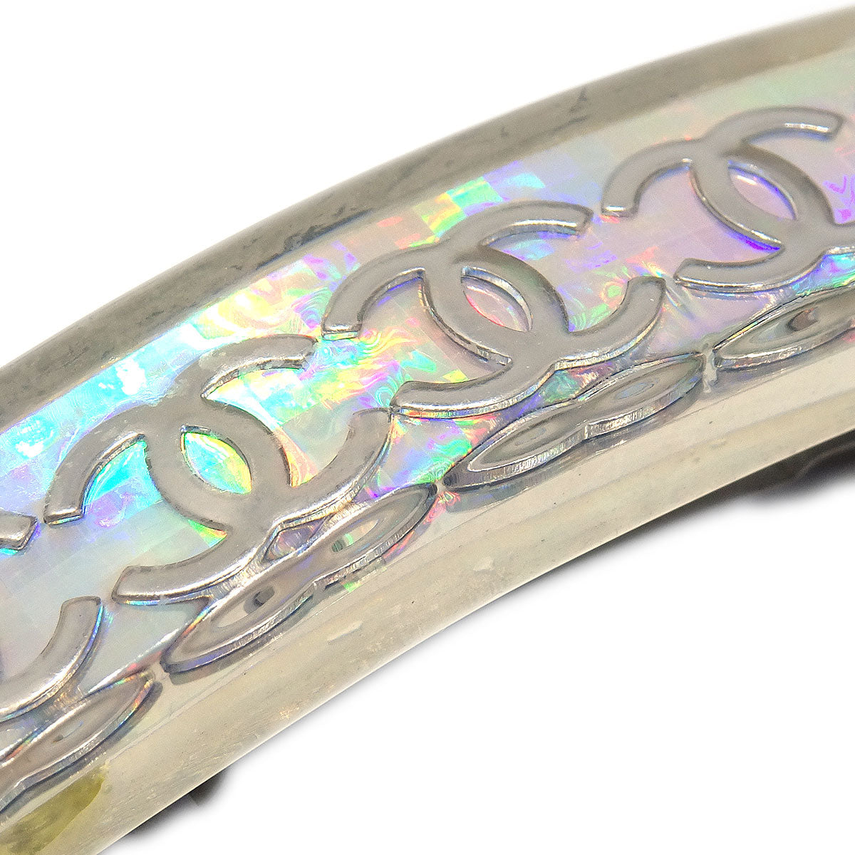 CHANEL 1997 Clear Rainbow Lucite Hair Clip Barrette 15817