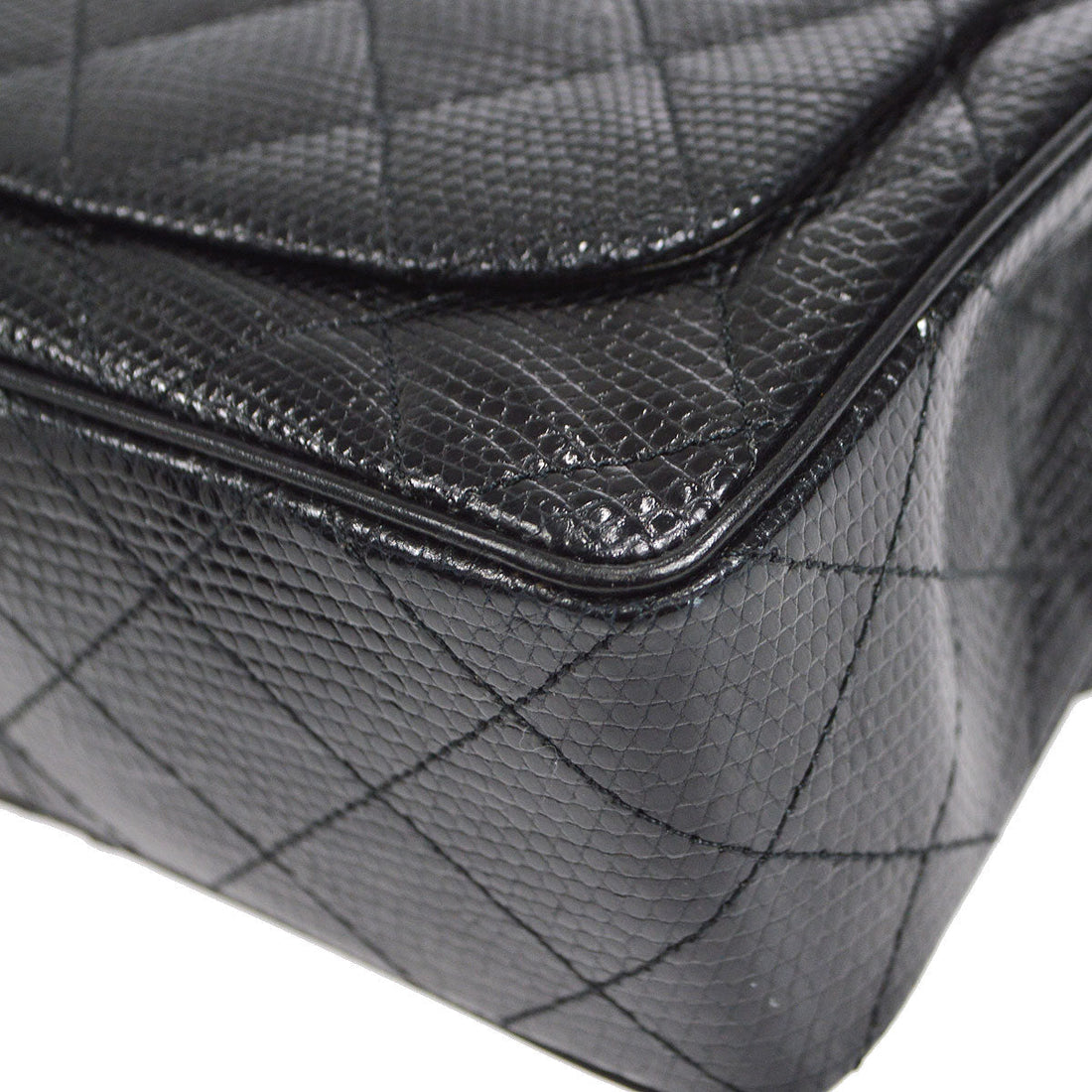 CHANEL * 1991-1994 Classic Square Flap Mini Black Lizard