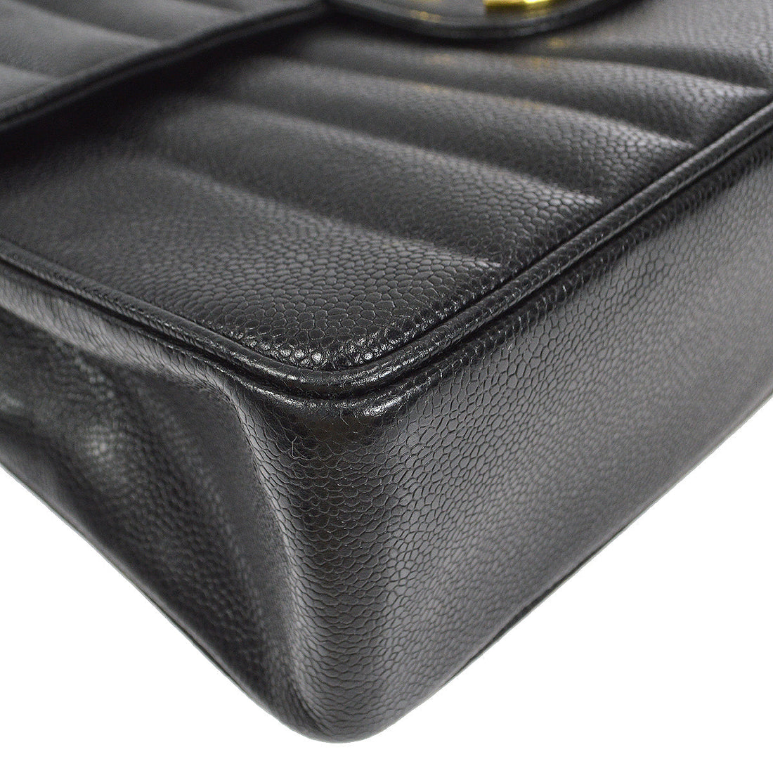 Chanel? 1991-1994 Vertical Classic Flap Jumbo Black Caviar 17145