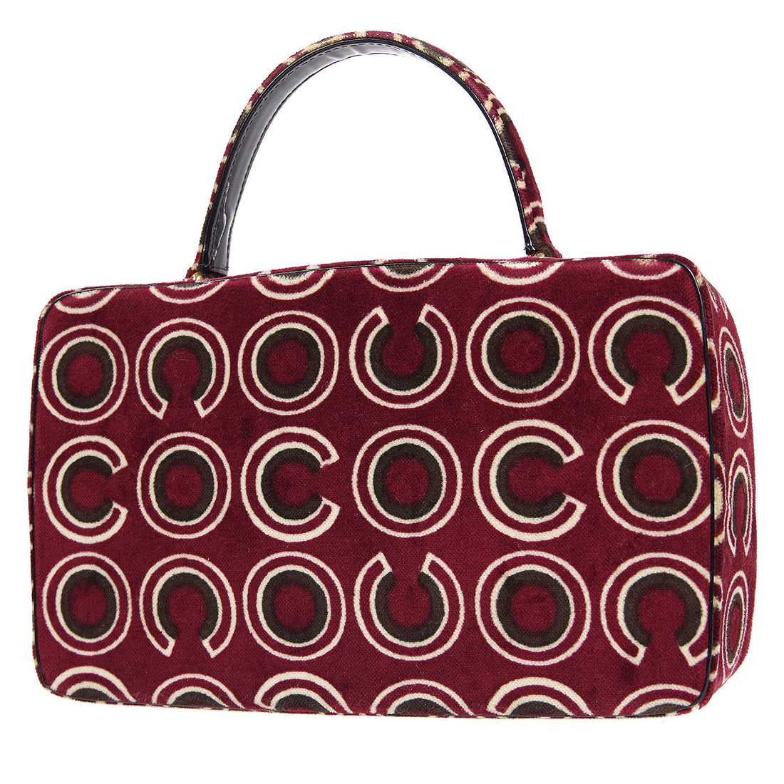 CHANEL 2001-2003 COCO Handbag Bordeaux Velvet 26588