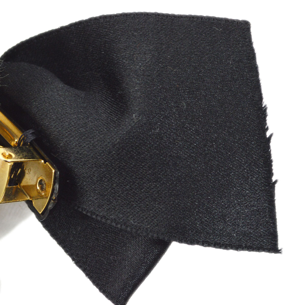 CHANEL Turnlock CC Bow Barrette Black Satin 61 47878