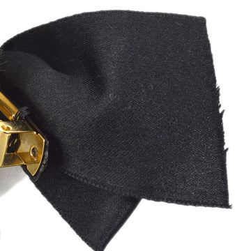 CHANEL Turnlock CC Bow Barrette Black Satin 61 47878