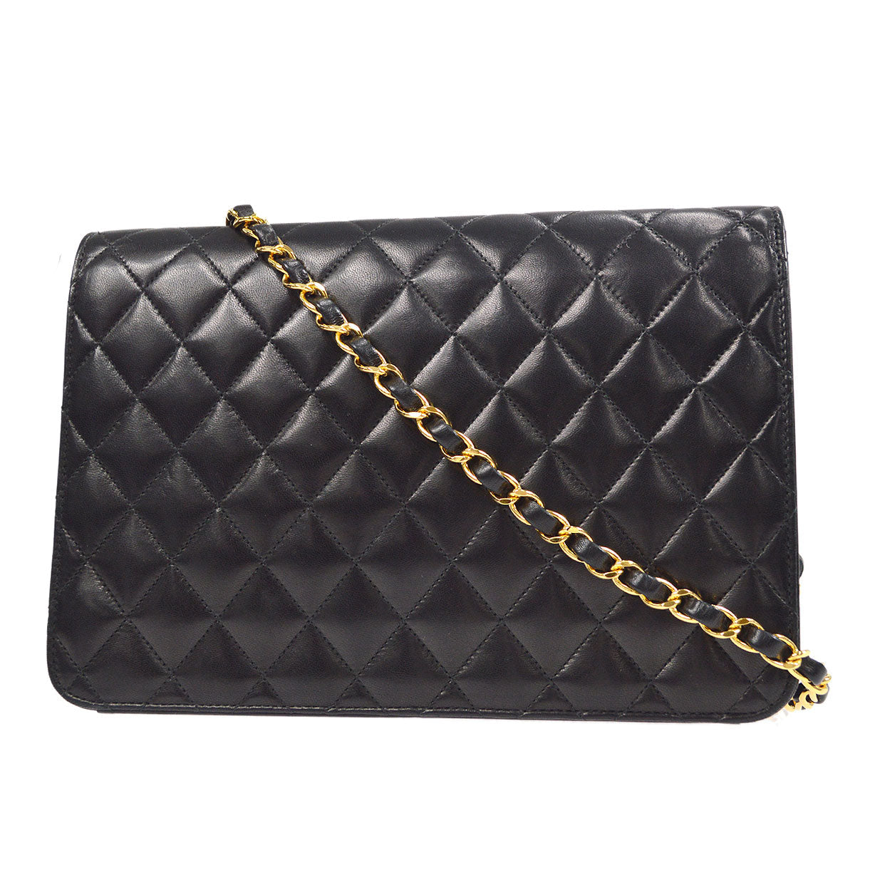 CHANEL? 2000-2001 CC Turnlock Half Flap Medium Black Lambskin 56817