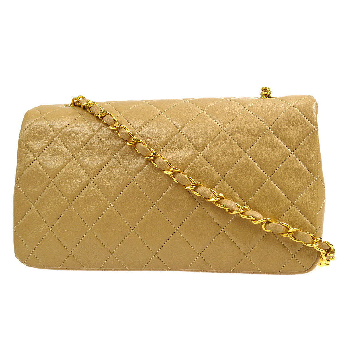 Chanel? 1989-1991 CC Turnlock Full Flap Small Beige Lambskin 17276