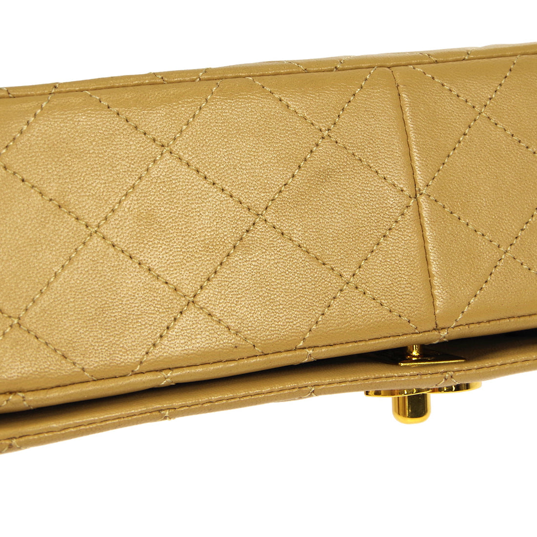 Chanel? 1989-1991 CC Turnlock Full Flap Small Beige Lambskin 17276