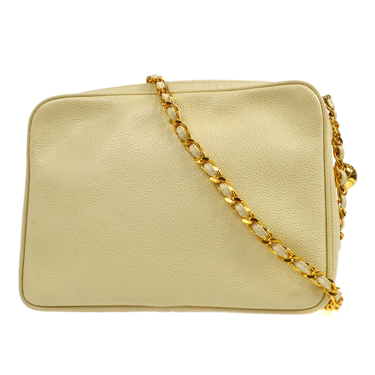 CHANEL 1994-1996 Triple CC Camera Bag Small Ivory Caviar 17405