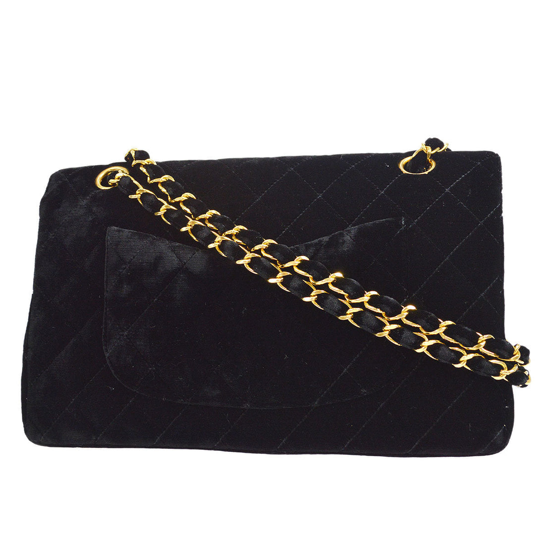 CHANEL * 1994-1996 Classic Double Flap Medium Black Velvet