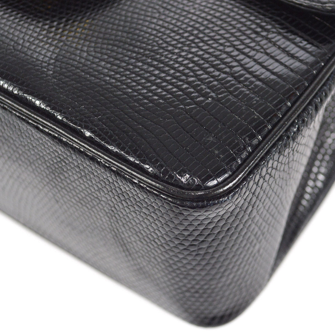 CHANEL * 1986-1988 Classic Square Flap Mini 17 Black Lizard