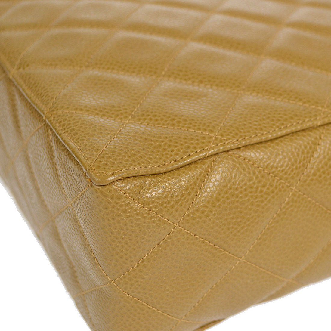 CHANEL * 1996-1997 Flap Box Vanity Shoulder Bag Small Beige Caviar