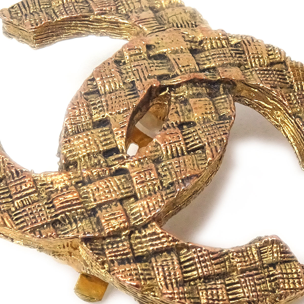 CHANEL Woven CC Earrings Clip-On Gold 2913 26228