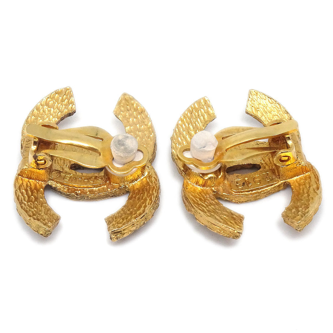 CHANEL Woven CC Earrings Clip-On Gold 2913 26228