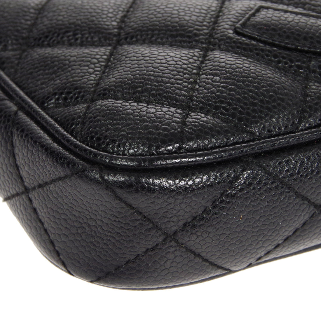 CHANEL 2001-2003 Shoulder Bag Black Caviar