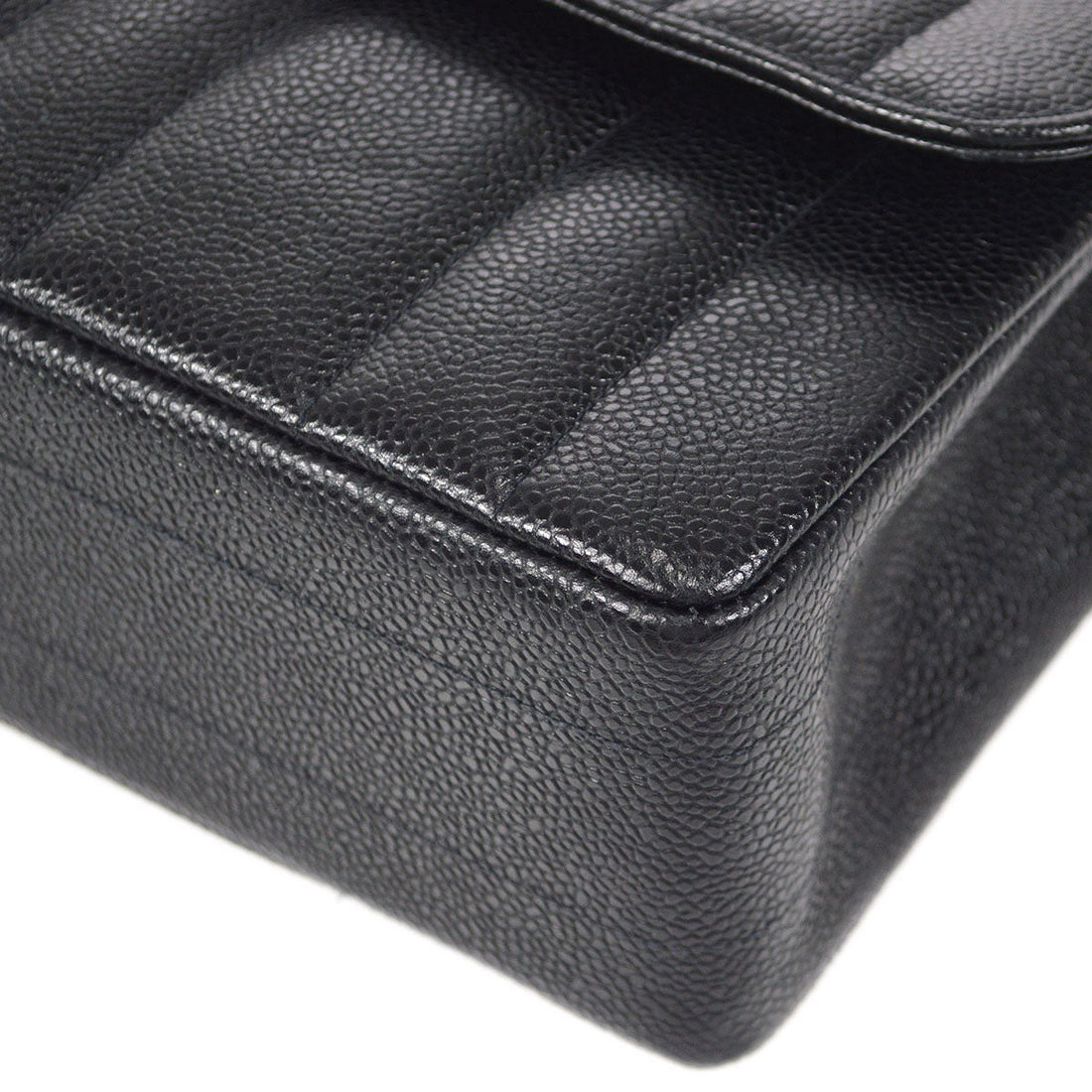 Chanel Classic Flap Mademoiselle Double Chain Shoulder Bag Black Caviar 48745