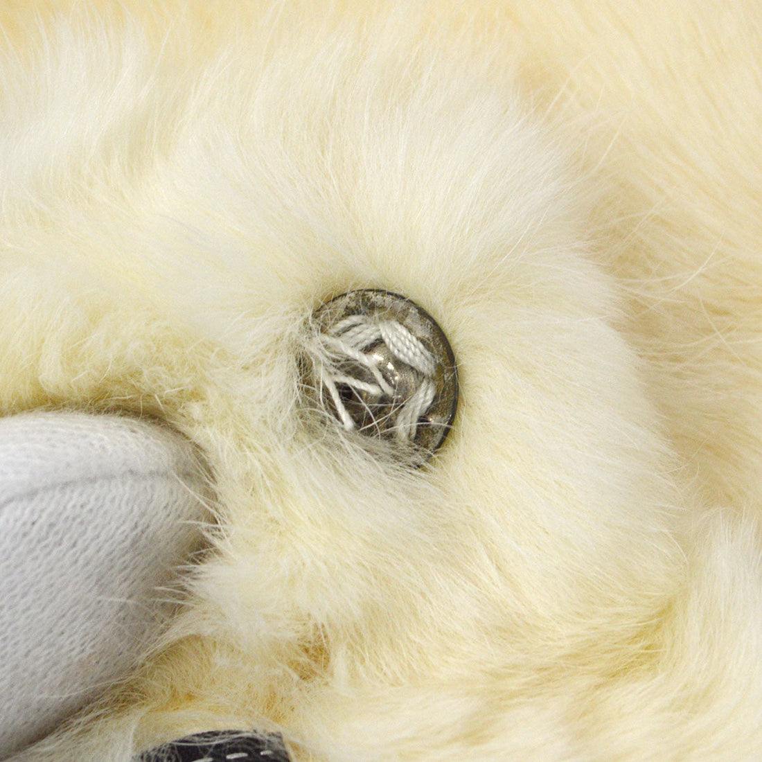 CHANEL 2001 Rabbit Fur Bangle White 48729
