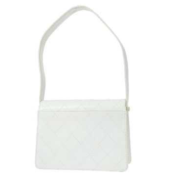 CHANEL 1998 Flap Shoulder Bag Small White Calfskin
