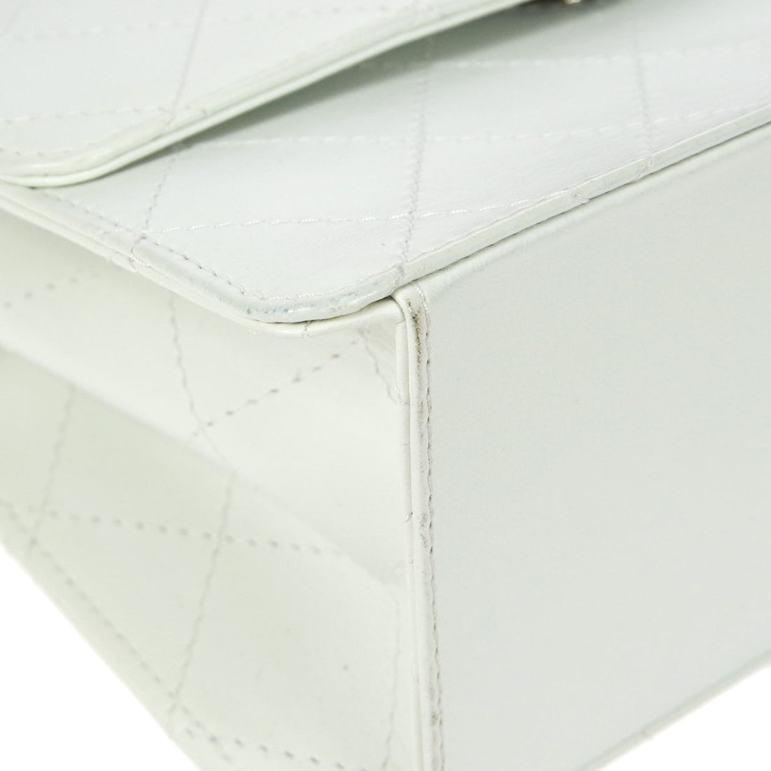 CHANEL 1998 Flap Shoulder Bag Small White Calfskin