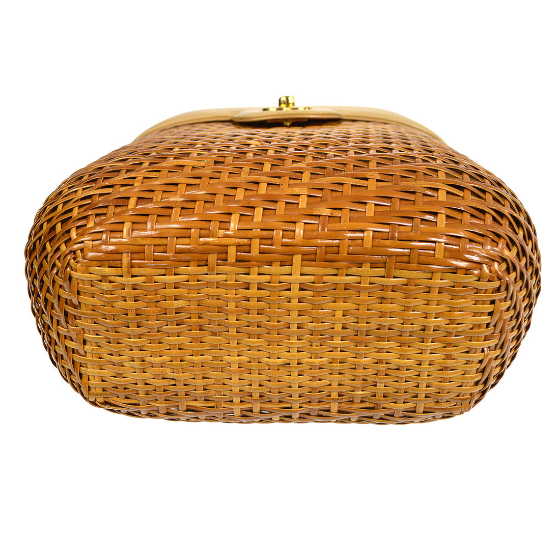 CHANEL Chain Basket Shoulder Bag Beige Straw