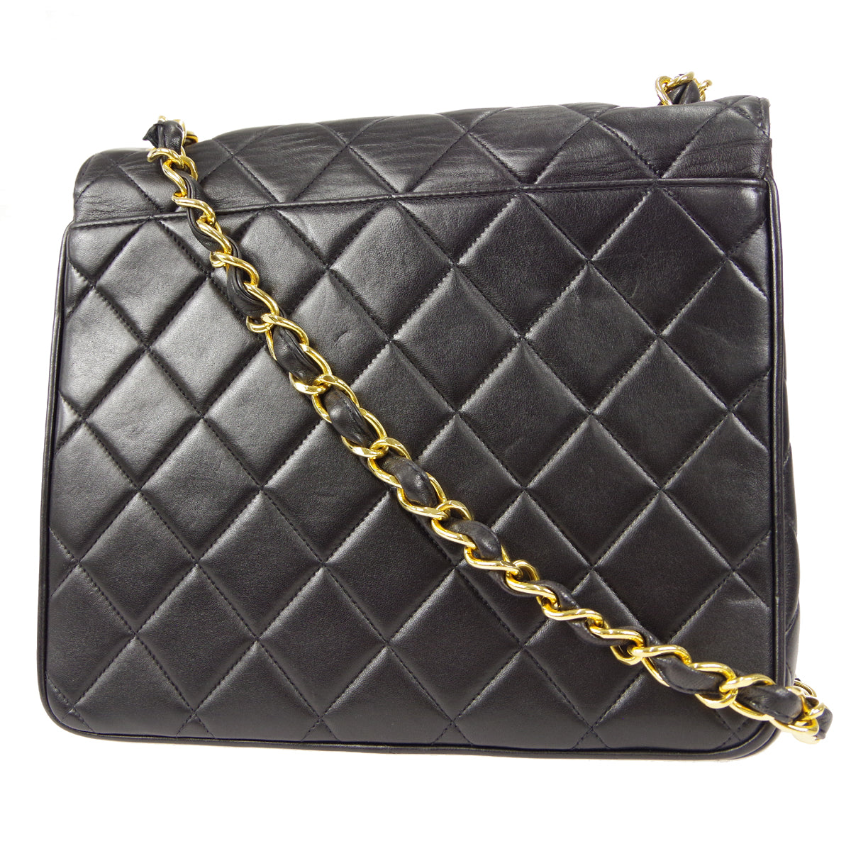 CHANEL Chain Shoulder Bag Black Lambskin