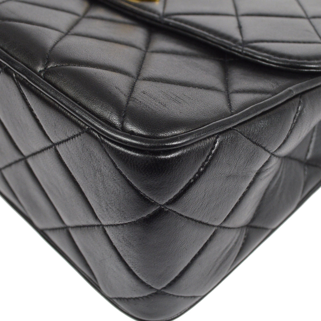 CHANEL Chain Shoulder Bag Black Lambskin