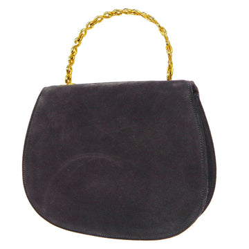 Celine Chain Handbag Black Suede 27767