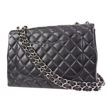Chanel Classic Flap Jumbo Double Chain Shoulder Bag Black Caviar 48505