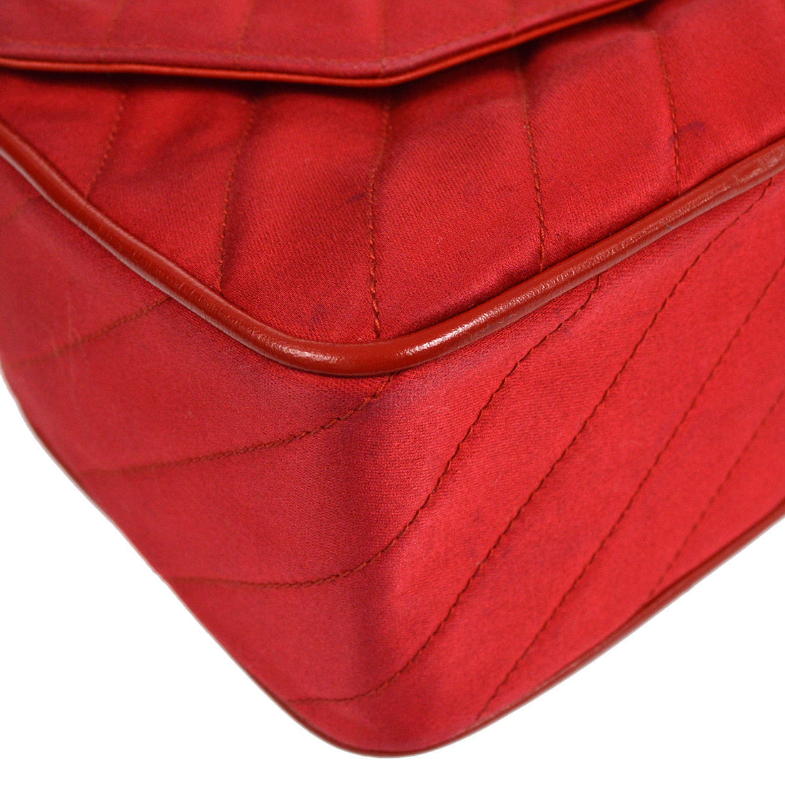 CHANEL Bijou Chain Shoulder Bag Red Satin