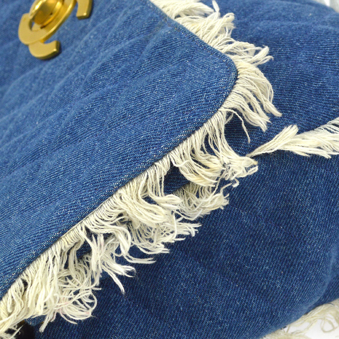 Chanel Classic Flap Maxi Chain Shoulder Bag Indigo Denim 58227