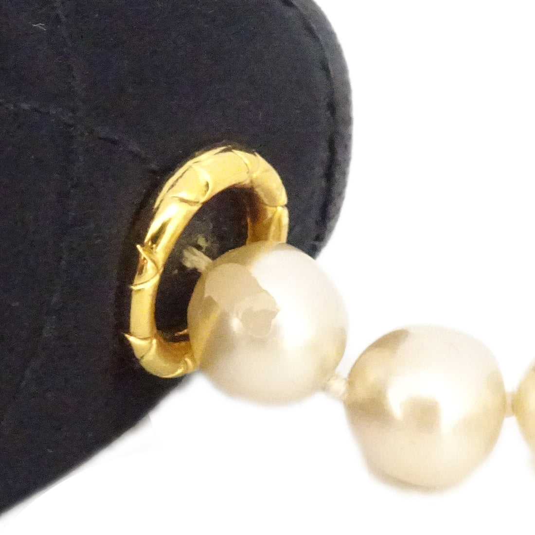 CHANEL * Jumbo Rhinestone Pearl Mini Shoulder Bag Black Satin