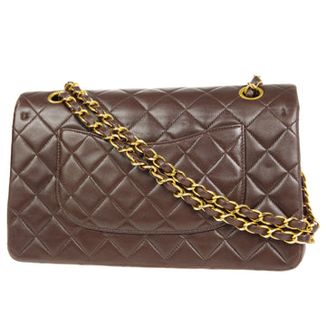 CHANEL * Classic Double Flap Medium Shoulder Bag Brown Lambskin