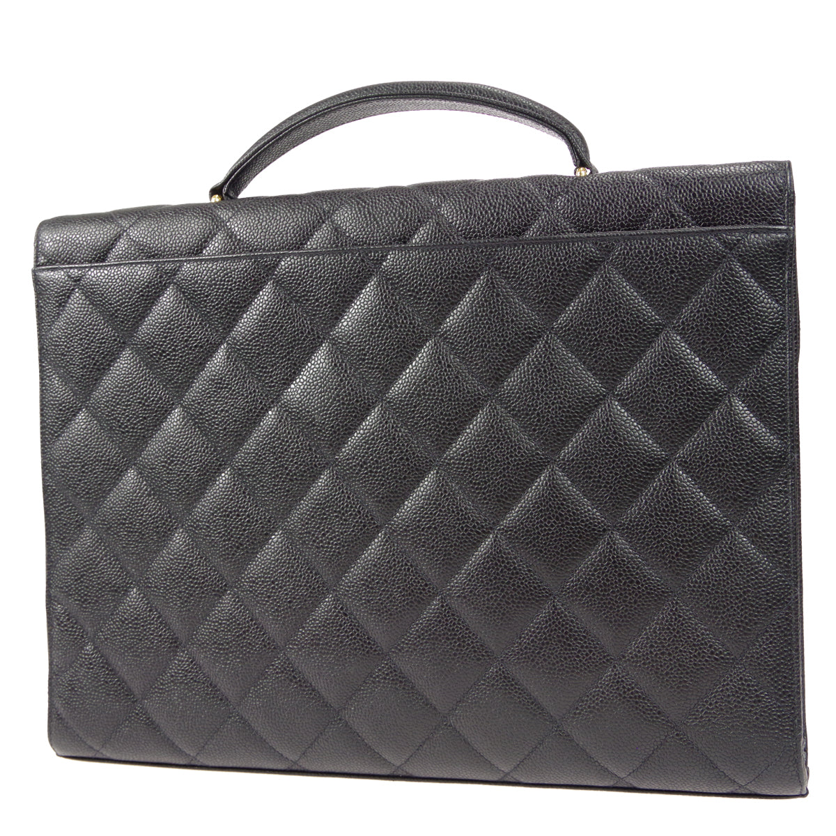 CHANEL? 1996-1997 Quilted Briefcase Black Caviar 58231
