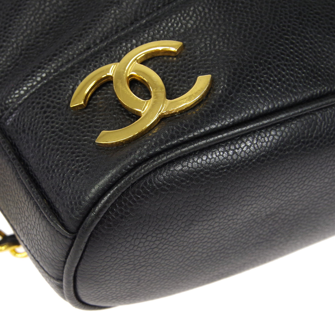 CHANEL Triple CC Backpack Bag Black Caviar 86761