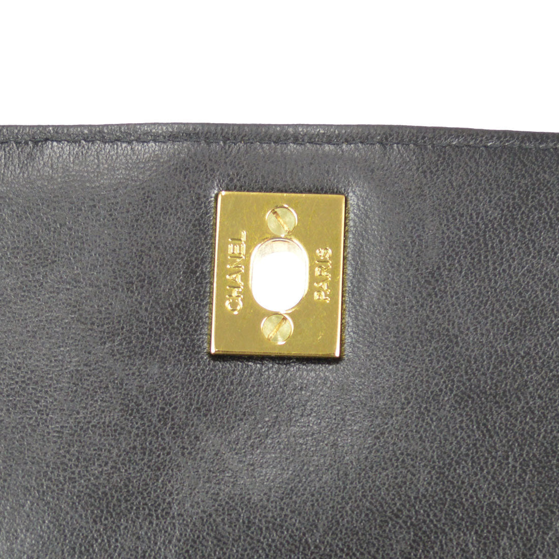 CHANEL 1994-1996 Border Vertical Handbag Black Lambskin 57068