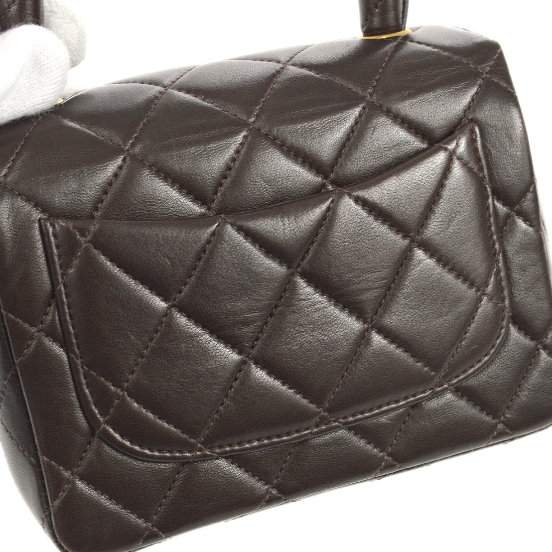 Chanel Classic Flap HandBag Micro Brown Lambskin 96861