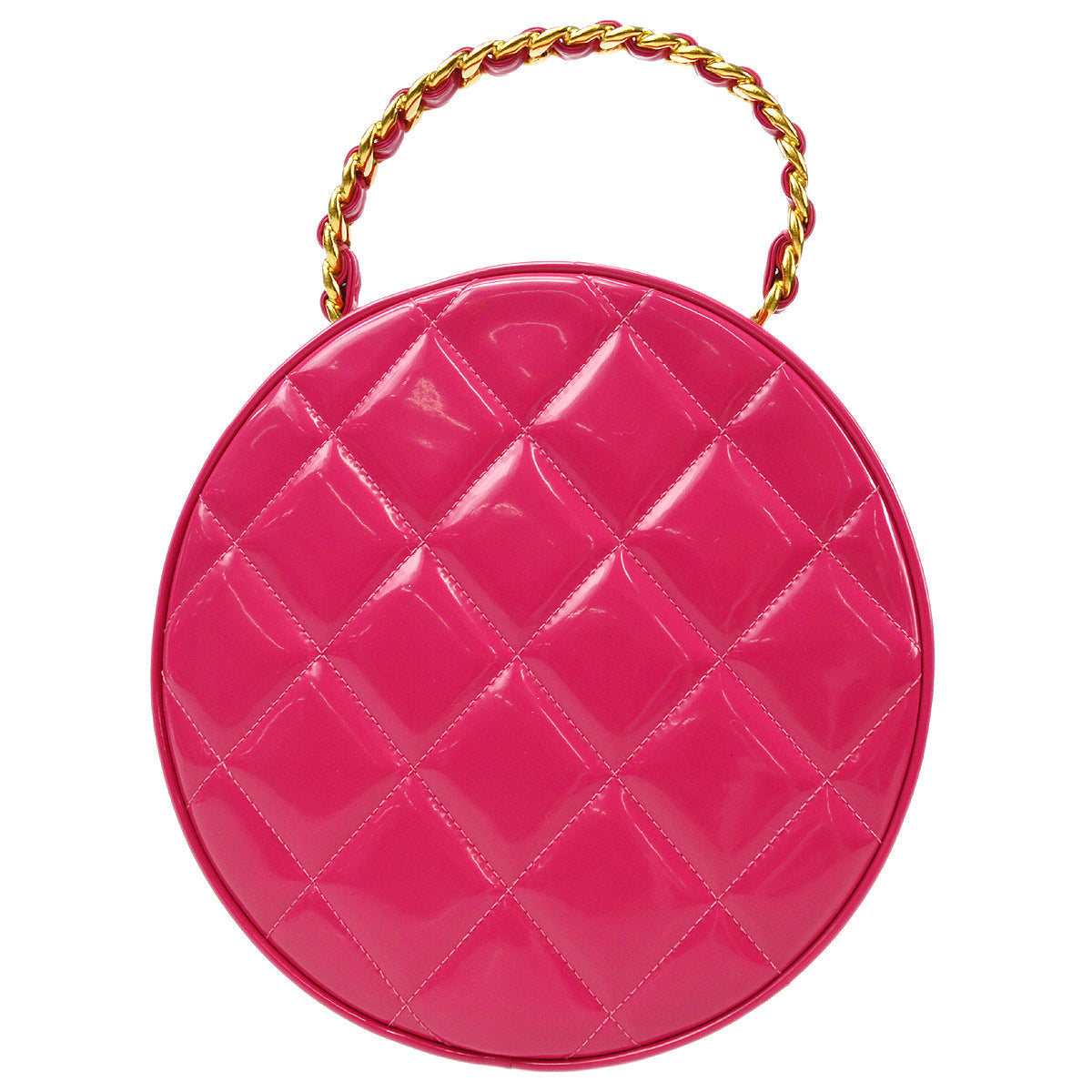 CHANEL 1994-1996 Round Vanity Handbag Pink 87880
