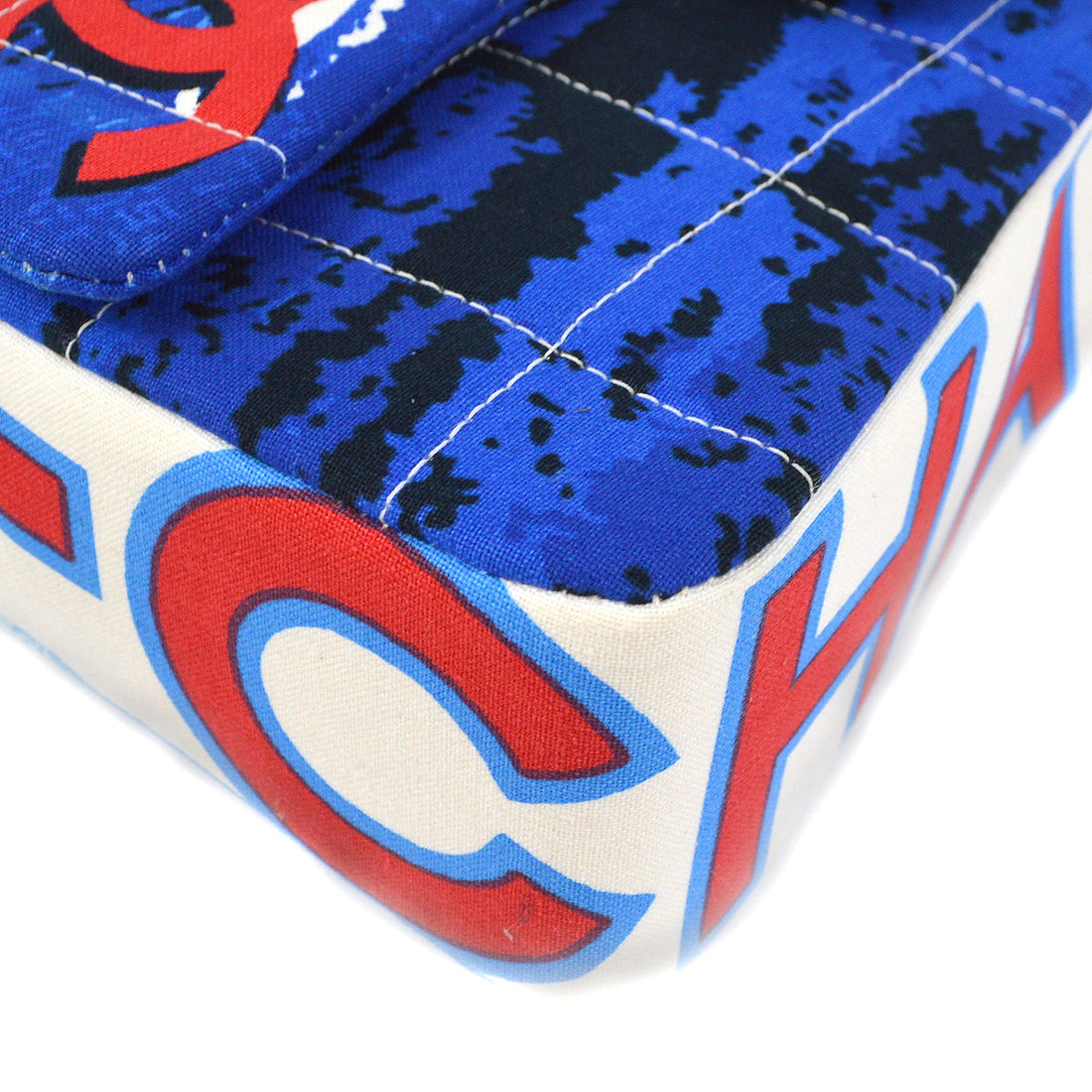 Chanel 2002 Surf Line Flap Shoulder Bag Medium Blue