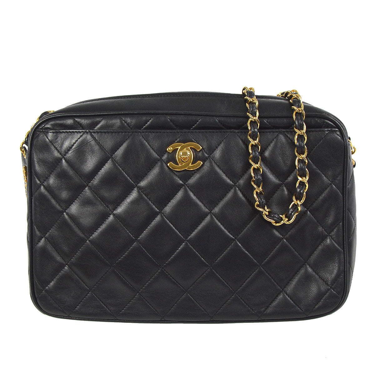 CHANEL Pocket Camera Bag Large Black Lambskin 87914