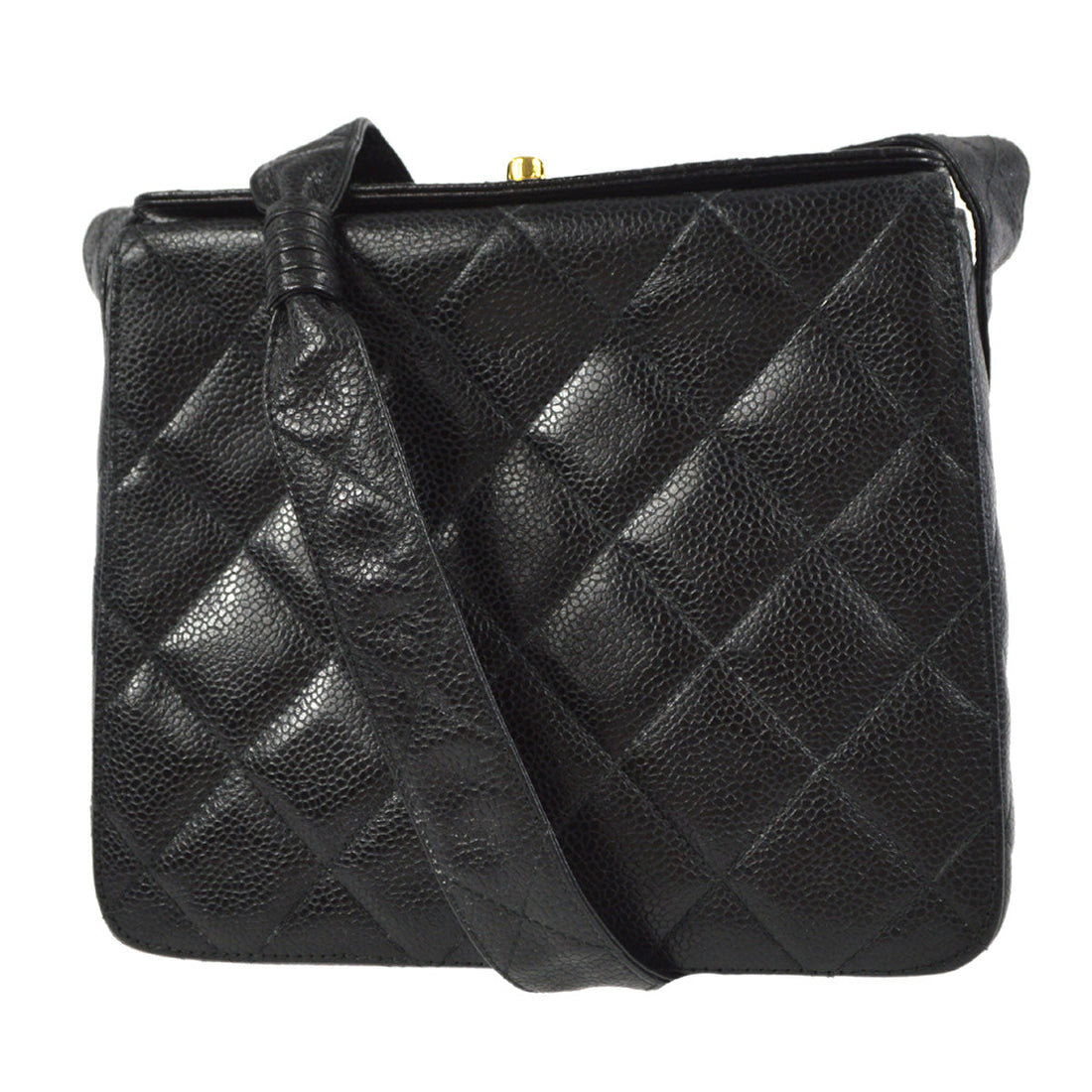CHANEL 1996-1997 Box Shoulder Bag Mini Black Caviar 88125