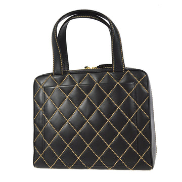 CHANEL 2001-2003 Wild Stitch Handbag Black Calfskin 97425