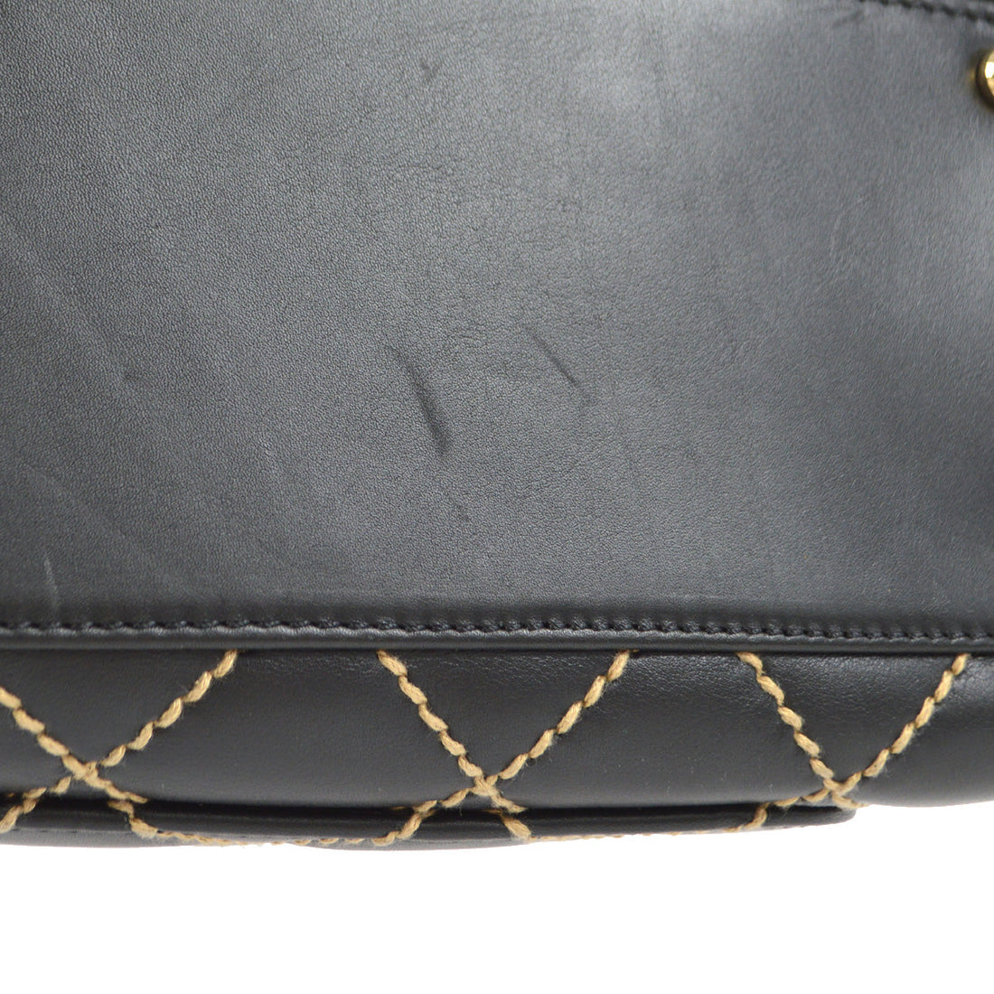 CHANEL 2001-2003 Wild Stitch Handbag Black Calfskin 97425