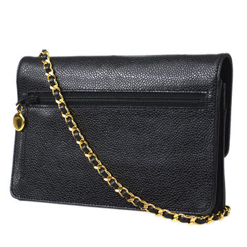 Chanel WOC Chain Shoulder Wallet Bag Black Caviar 97644