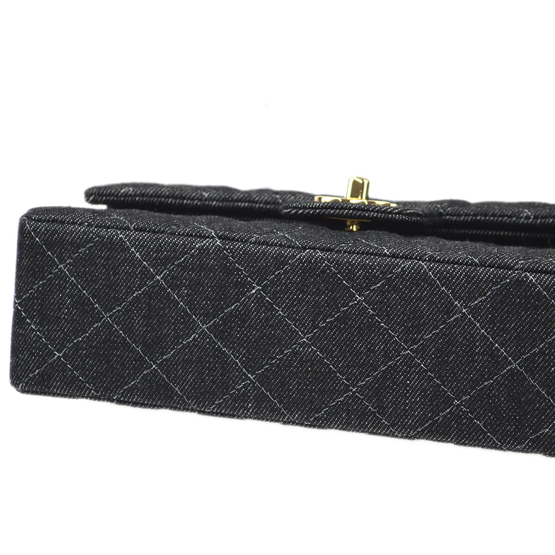 Chanel 1997-1999 Classic Double Flap Small Chain Shoulder Bag Black Denim