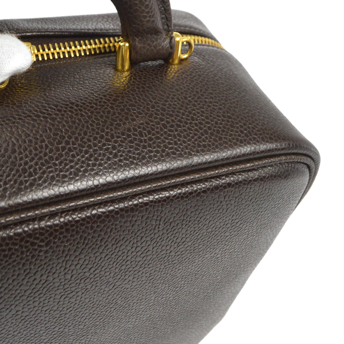 CHANEL 2way Cosmetic Vanity Handbag Brown Caviar 87980