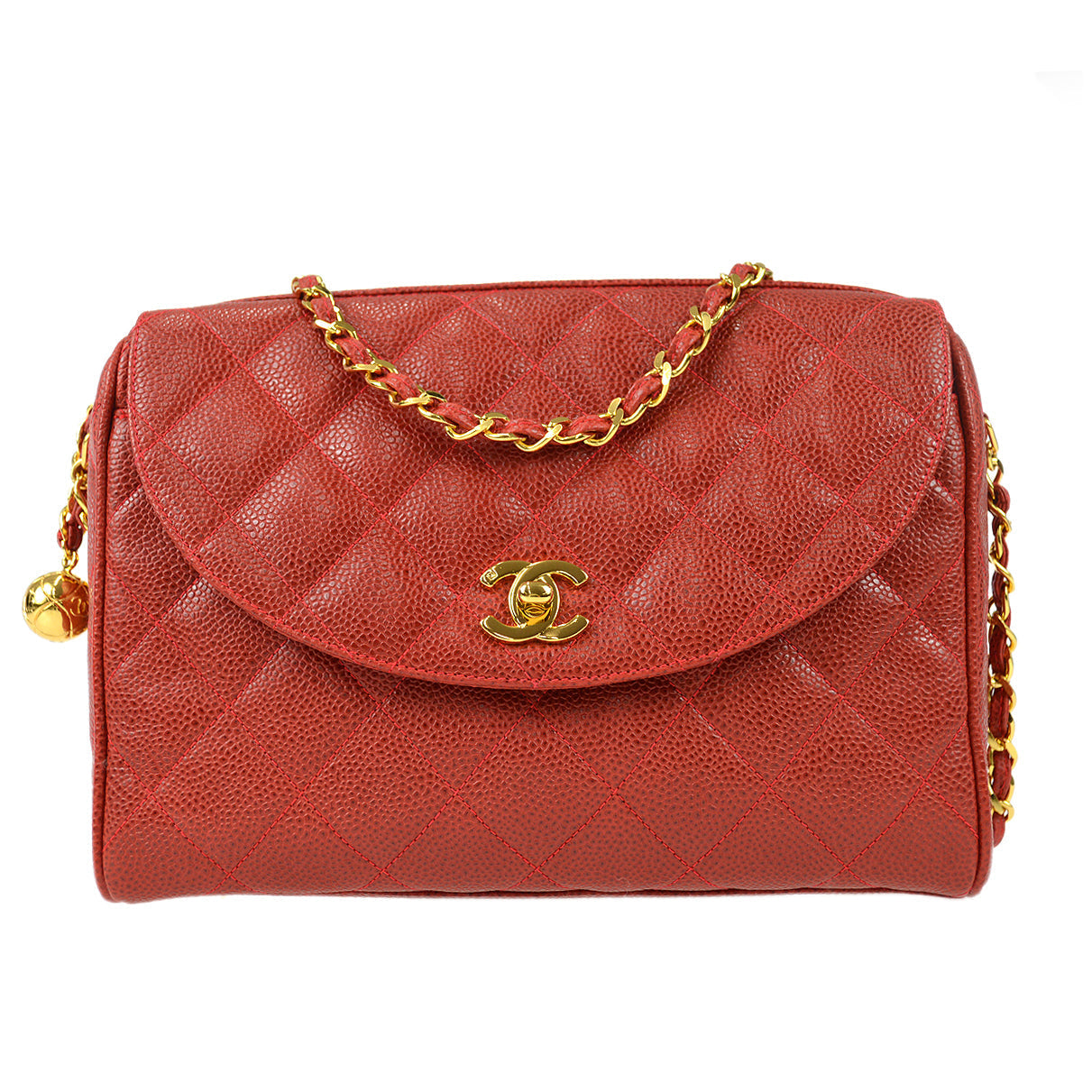 CHANEL Pocket Camera Bag Small Red Caviar 67830