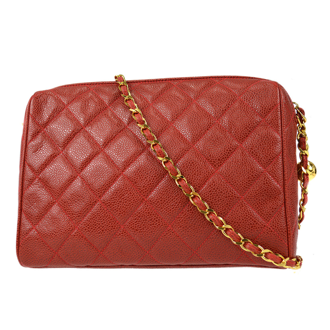 CHANEL Pocket Camera Bag Small Red Caviar 67830