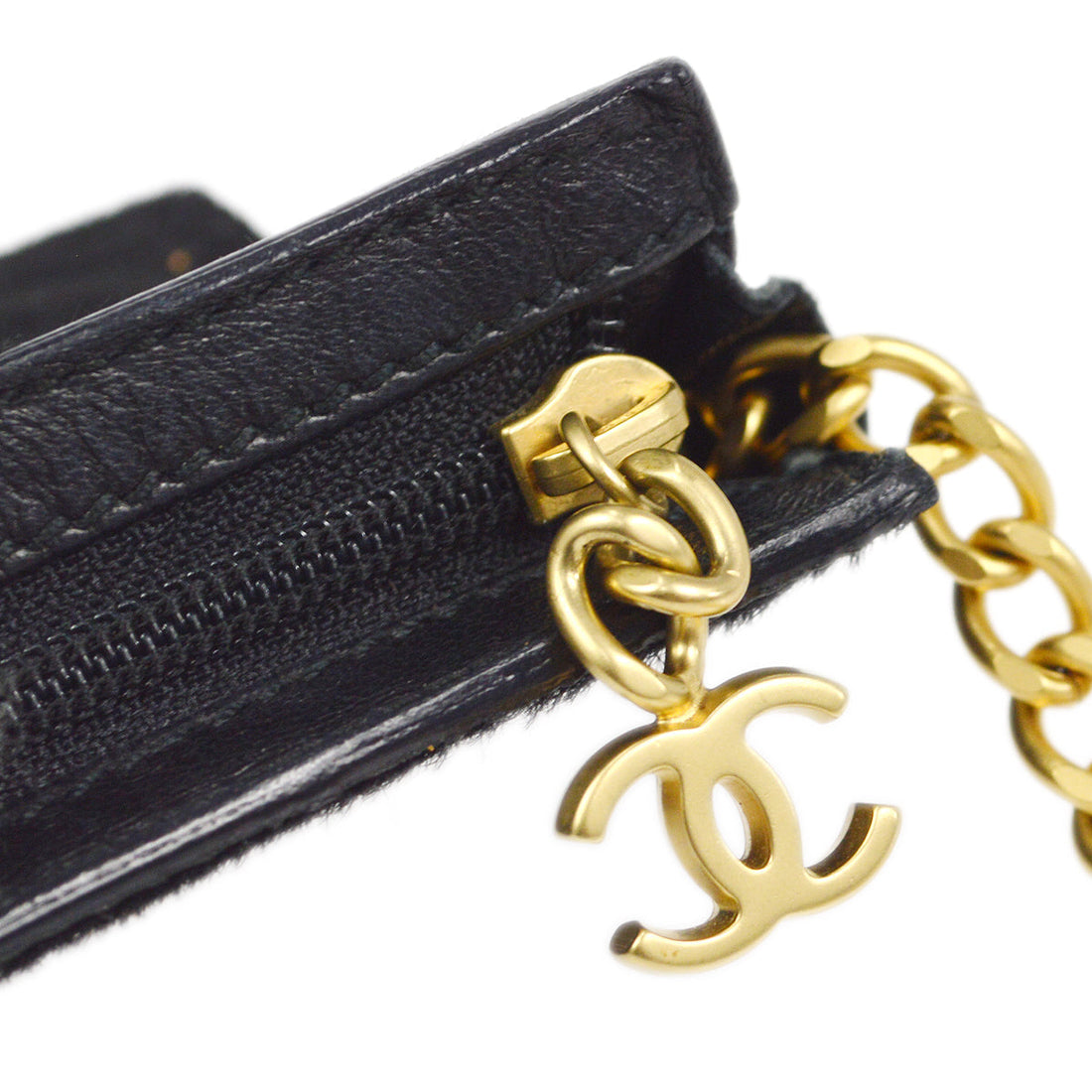 CHANEL 2001 COCO Key Case Pony Hair Black 68032