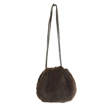 CHANEL 1997-1999 Bucket Bag Brown Rabbit Fur 68053