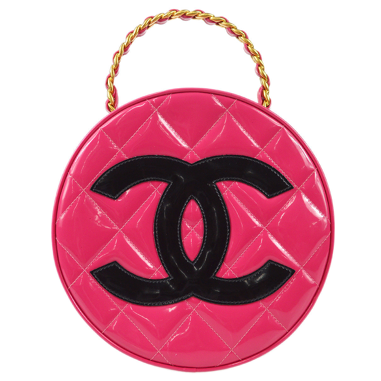 CHANEL Quilted Round Cosmetic Vanity Chain Handbag 78546