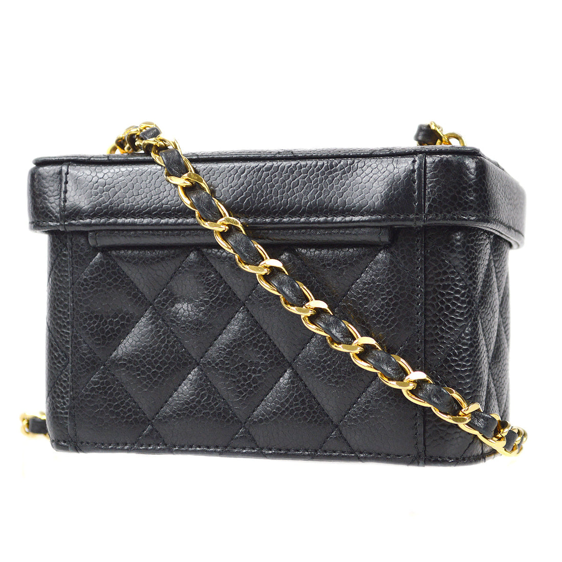 CHANEL Vanity Box Shoulder Bag Micro Black Caviar 88393